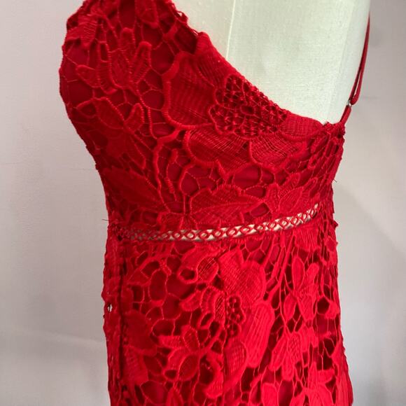 Urban Outfitters Sexy Red Lace High Neck Mini Dress Size M - Picture 7 of 14